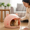 Soft and cute cat head shape semi-enclosed indoor cat and dog kennel