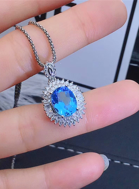 耳钉瑞士蓝925银吊坠戒指天然蓝