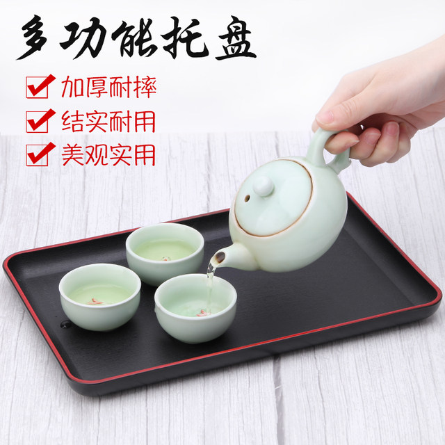 Sushi melamine rectangular black red hotel room tray