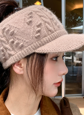 新款兔毛空顶帽冬季保暖帽女