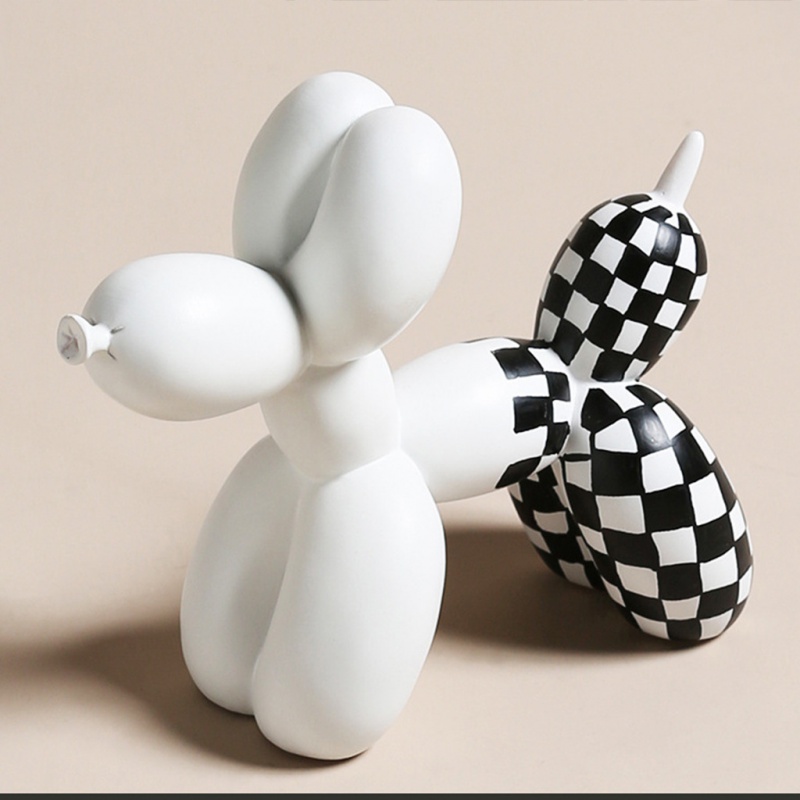 抖音新款笑莱气球狗格子家居小摆设 tsangkai曾家银摆件