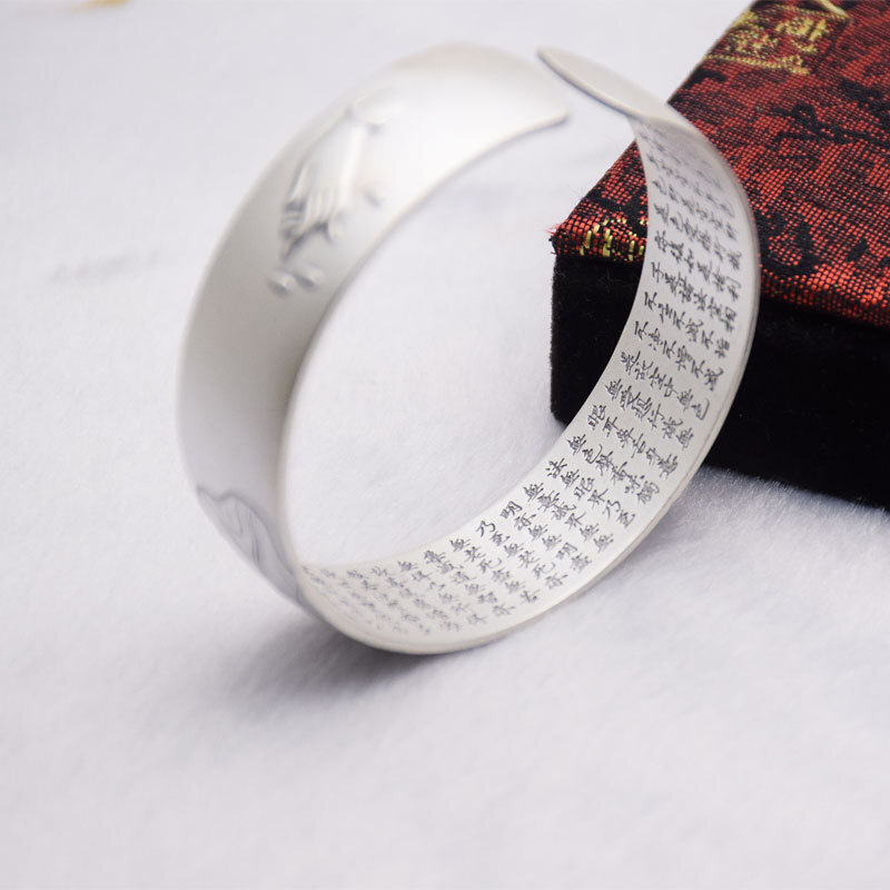 时尚百搭网红同款s999复古莲花足银 tsangkai曾家银手镯