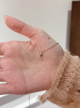 S925纯银轻奢培育祖母绿/红宝石锁骨链镀金女款精工高级感项链