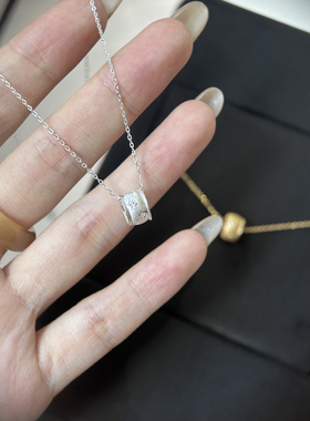 S925纯银轻奢时尚星轮转运珠拉丝工艺星星高级感项链