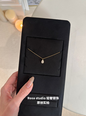 S925纯银轻奢爆款水滴梨形围镶高级感项链