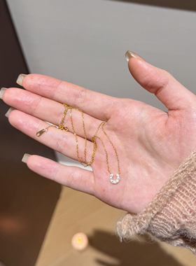 S925纯银淡人马蹄设计感锁骨链轻奢百搭气质感项链