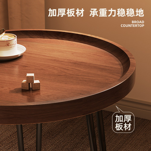 小圆桌移动茶几沙发边几胡桃色角几可折叠边桌阳台茶桌床头柜桌子 - 图2