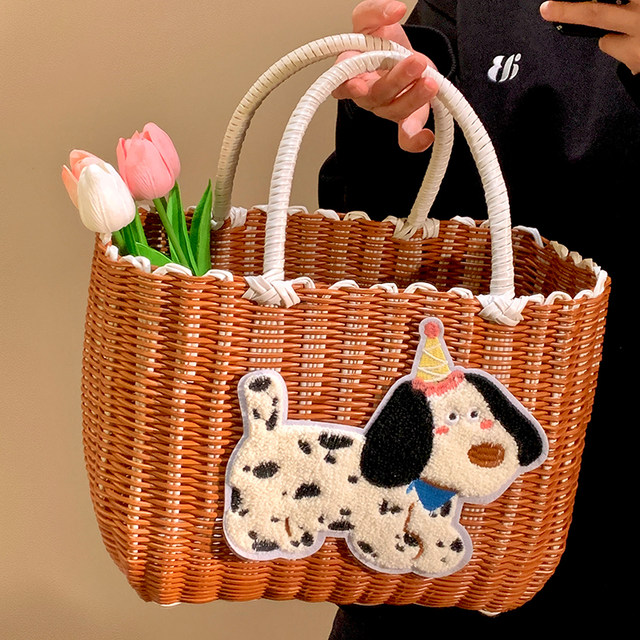 2025 new grocery shopping basket hand-woven small carry frame
