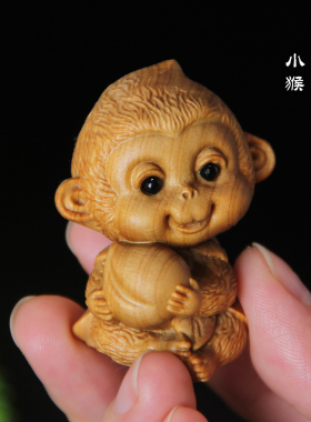 崖柏木雕十二生肖手把件工艺摆件