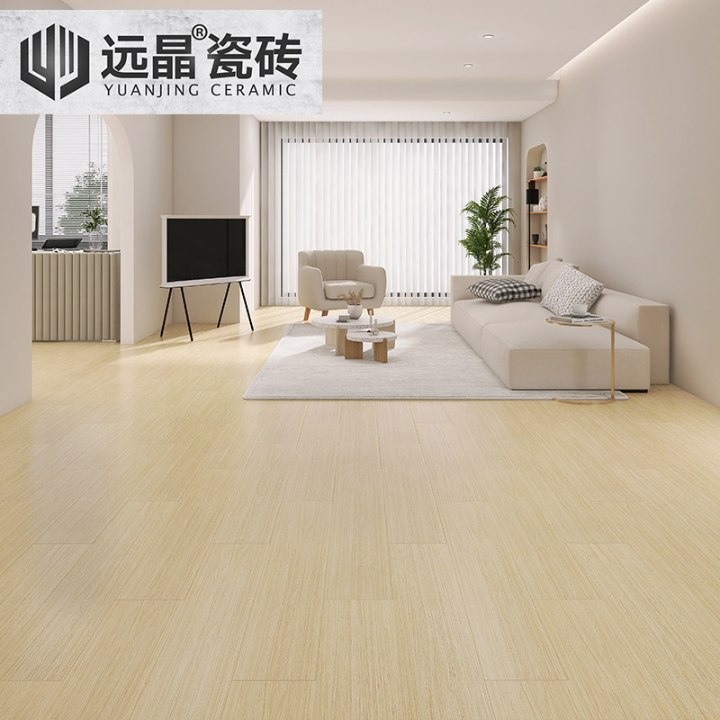 远晶 200x1200奶油色通体直边木纹砖原木风客厅餐厅卧室地砖通铺_虎窝淘