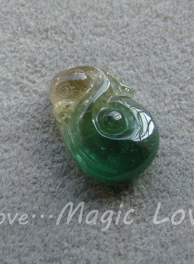 【Magic Love】天然玻璃体艳丽黄绿西瓜色碧玺◎雕刻如意小吊坠