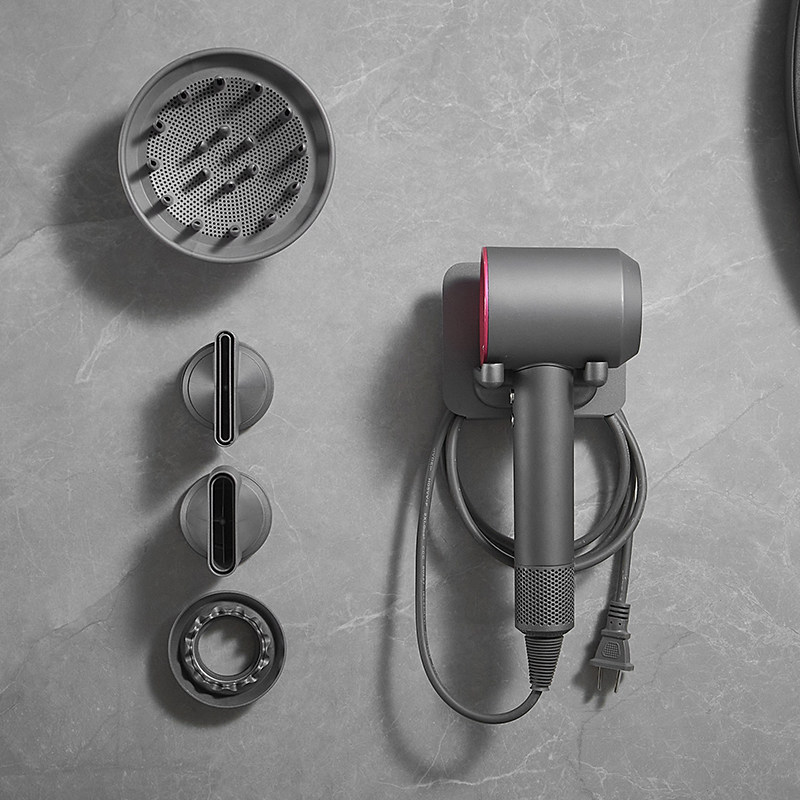 枪灰色吹风机置物架免打孔卫生间家用挂架放置架风嘴风筒支架浴室,淘宝优惠券,粉丝福利购,淘宝优惠卷