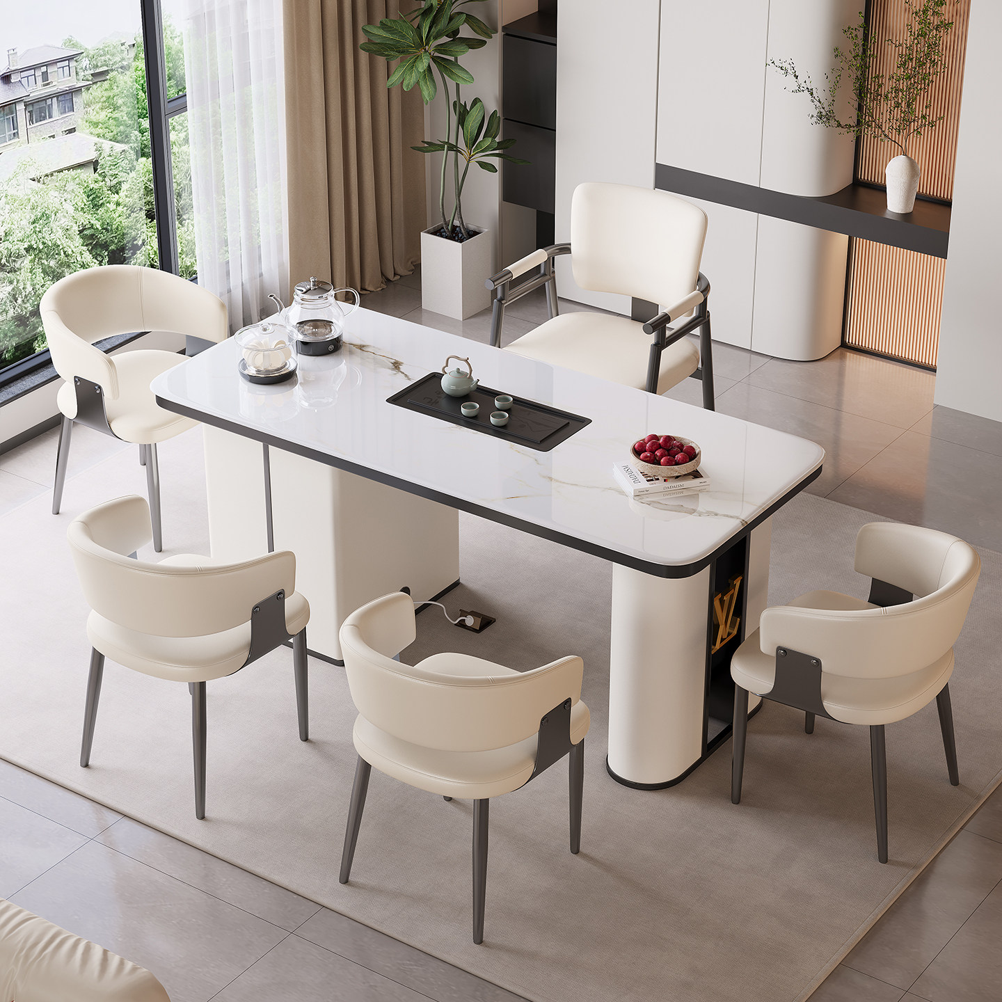 新款客厅家用岩板茶桌简约小户型阳台泡茶一体茶台办公茶桌椅组合,淘宝优惠券,粉丝福利购,淘宝优惠卷