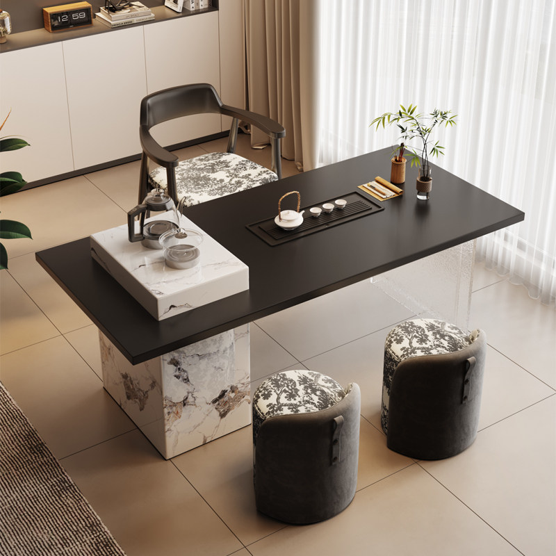 2025年新款意式轻奢阳台岩板茶桌设计师高级感亚克力办公室泡茶台,淘宝优惠券,粉丝福利购,淘宝优惠卷