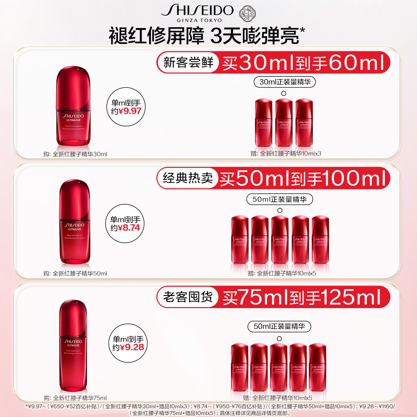 【618现货速抢】资生堂新红妍肌活红腰子精华液面部精华露紧致