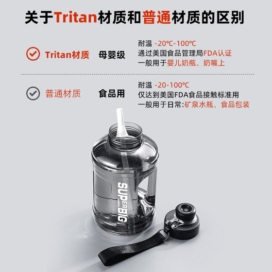 2026 new kettle extra large capacity men's high temperature resistant water cup outdoor straw sports fitness tons bucket tons