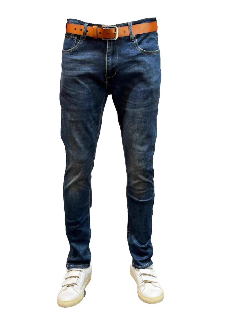 杰克琼斯JACKJONES男士春秋季修身小脚直筒磨破显瘦深蓝色牛仔裤-图3