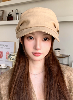 法式复古宽檐褶皱马术帽女黑色