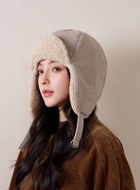 冬季女款毛绒加厚保暖防风雷锋帽