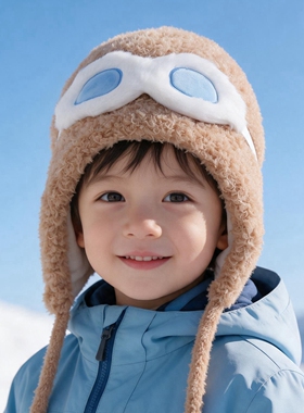 秋冬卡通儿童针织护耳保暖滑雪帽