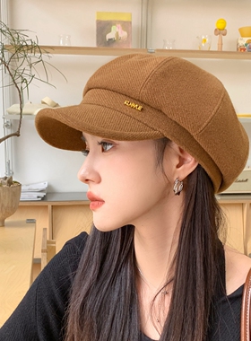 复古百搭显脸小八角帽女秋冬