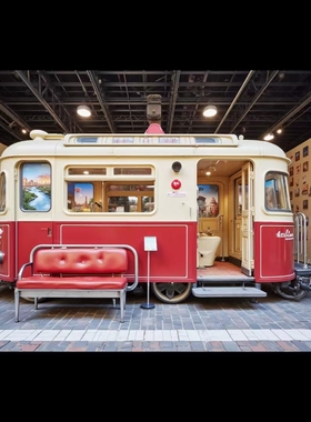 大型复古电车仿真火车头摆件