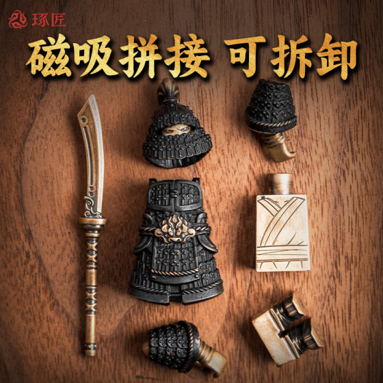 琢匠背嵬军桌面摆件兵人甲胄磁吸手把件铜手办金属人仔模型小玩具