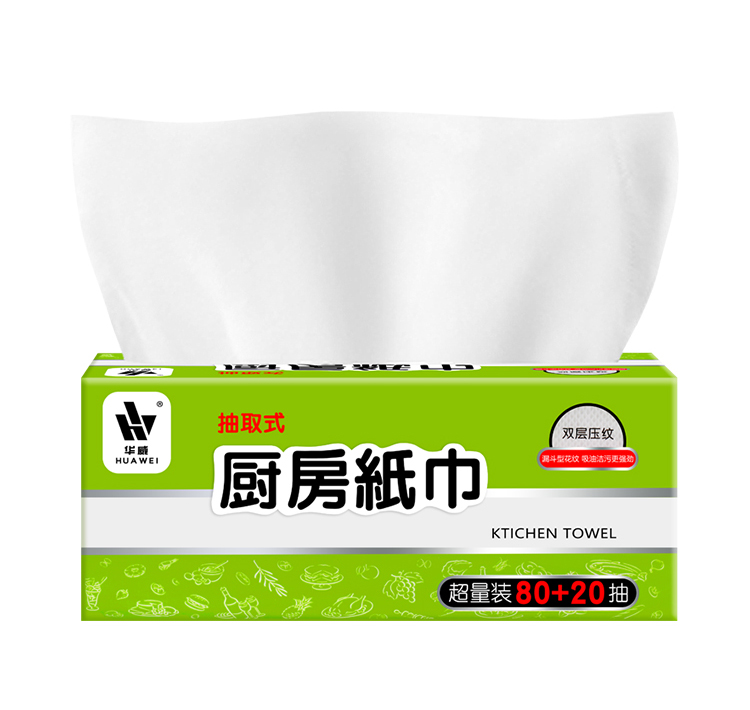 华威厨房用纸吸水吸油纸巾6包600抽厨房抽取式清洁加厚擦手纸巾-图3