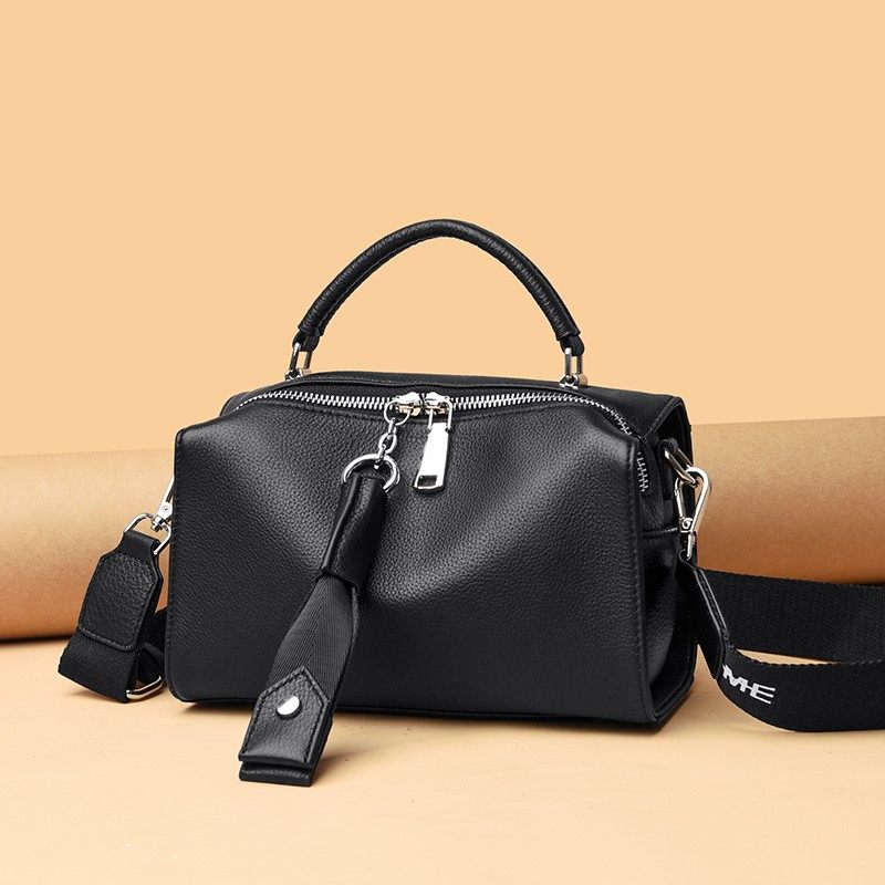 2026新款时尚百搭单肩手提包女士黑色真皮枕头包宽肩带通勤斜跨包,淘宝优惠券,粉丝福利购,淘宝优惠卷