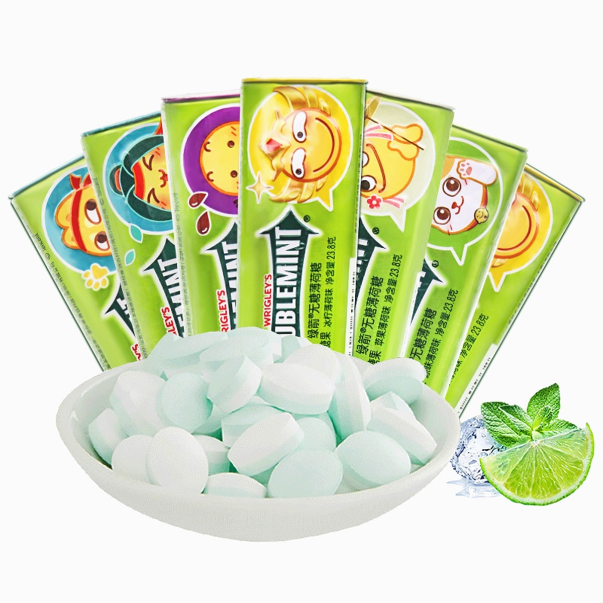 绿箭无糖薄荷糖4瓶清嘴含片铁盒 宗正食品口香糖