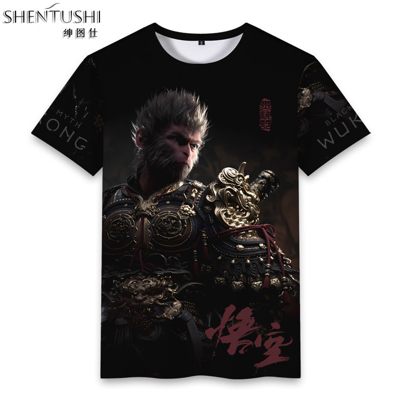 黑神话悟空steam游戏周边风灵月影孙悟空联名男女同款夏短袖衣服