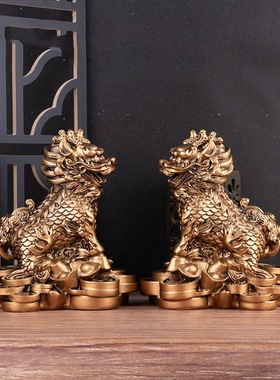 【清仓】金钱麒麟摆件厂家直销树脂工艺礼品家居摆设家居装饰品