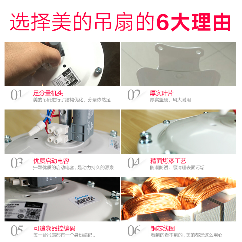 美的吊扇大风力家用商用铁叶5叶客厅餐厅1.4米56寸工业吊式电风扇,淘宝优惠券,粉丝福利购,淘宝优惠卷