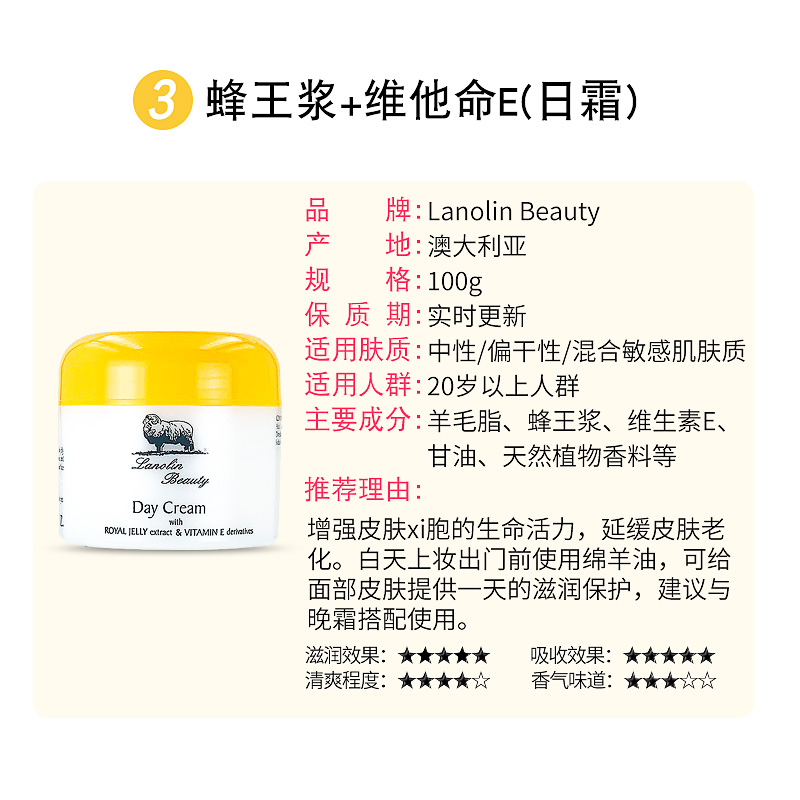 现货Lanolin Beauty Cream澳洲绵羊油蜂王浆保湿面霜润肤身体乳-图0