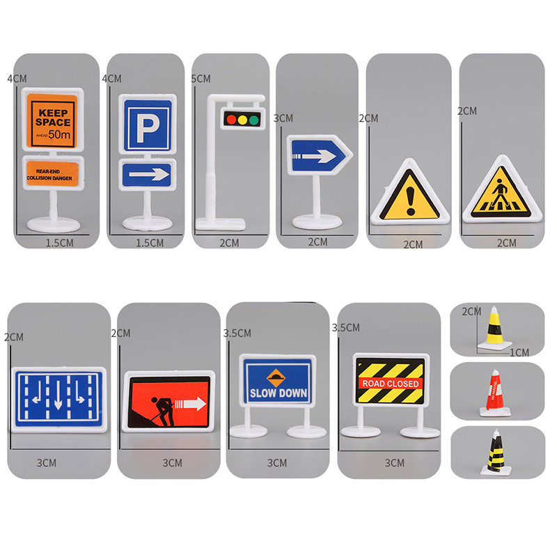 外贸中英文儿童玩具模型停车场景18件套道路交通路标路障指示牌,淘宝优惠券,粉丝福利购,淘宝优惠卷