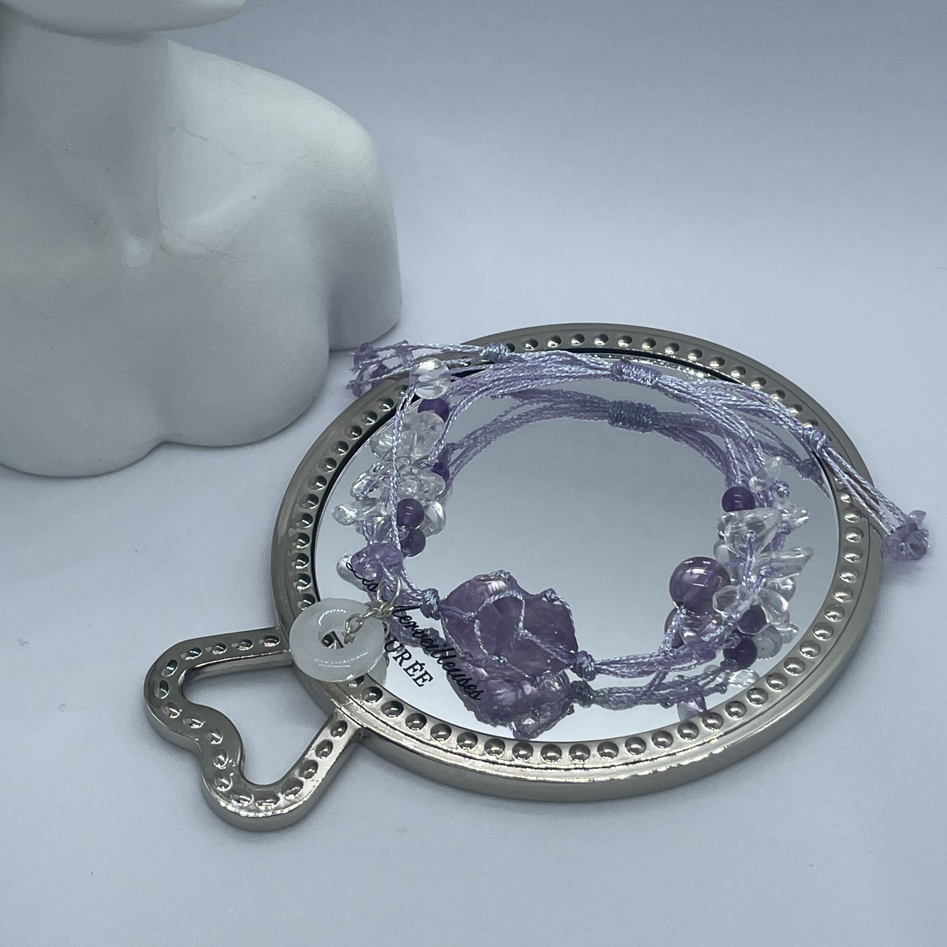 macrame手工编绳海蓝宝 紫水晶 蓝莹石 粉水晶 手绳可定制 - 图0