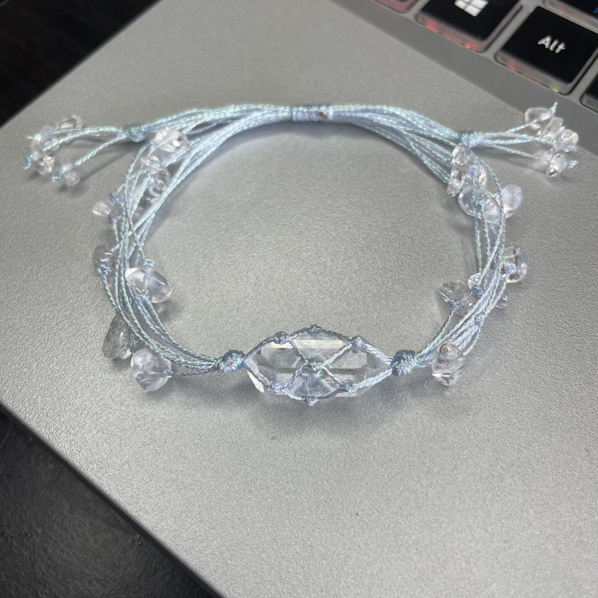 macrame手工编绳海蓝宝 紫水晶 蓝莹石 粉水晶 手绳可定制 - 图1