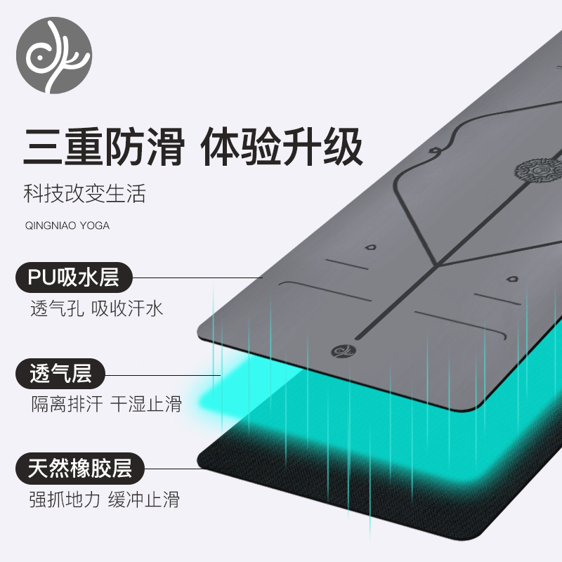 5MM青鸟奥义微瑕疵天然橡胶PU土豪瑜伽垫加厚加宽防滑初学者健身-图2