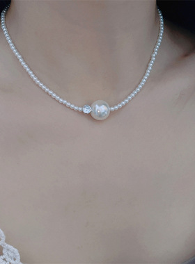 法式珍珠串珠锆石项链女2026新款高级感轻奢小众锁骨链项饰女潮