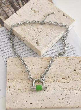 绿色小众配饰金属毛衣链不锈钢