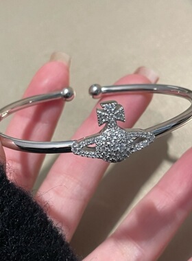 S925纯银镶钻土星西太后手镯女高级感开口可调节精致轻奢手环女潮