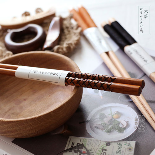 木筷丨日式出口实木缠线筷子/环保天然铁刀木筷/榉木栗木绕线筷子 - 图1