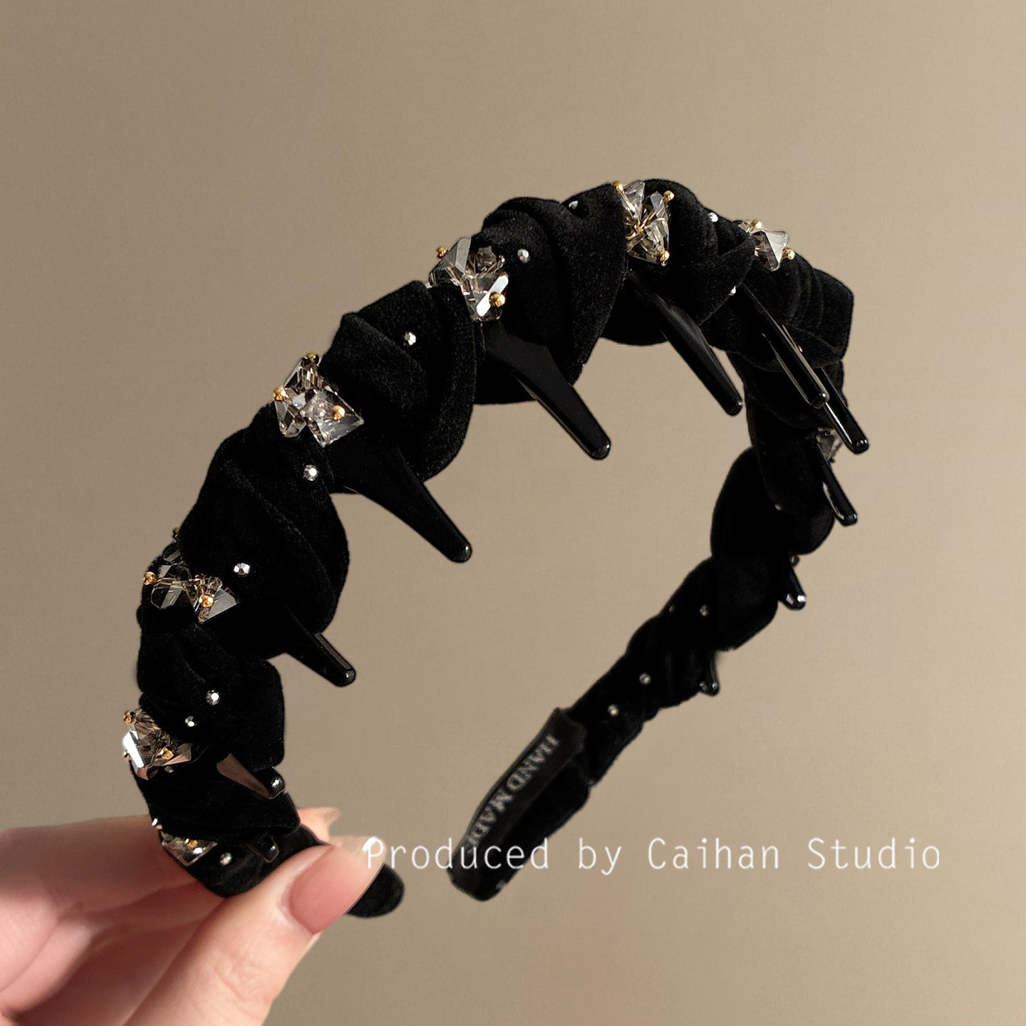 茶棕慕斯~复古丝绒仿水晶发箍高级感轻奢满天星带齿头箍旅行发卡,淘宝优惠券,粉丝福利购,淘宝优惠卷