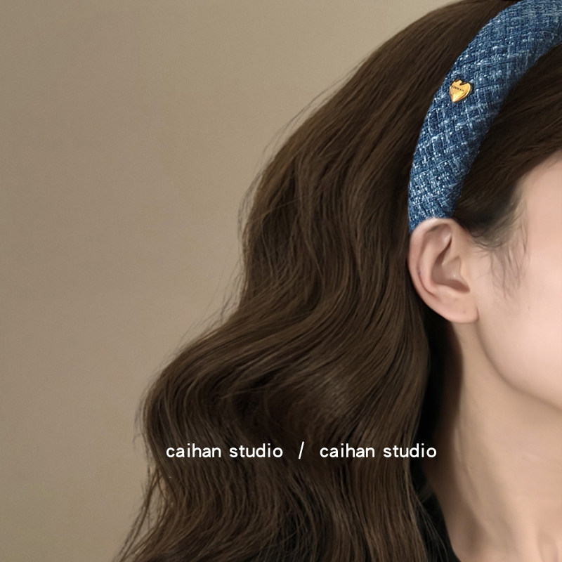 馥郁酒红！爱心金标发箍！复古格纹头箍女外出高颅顶发卡旅行发饰,淘宝优惠券,粉丝福利购,淘宝优惠卷