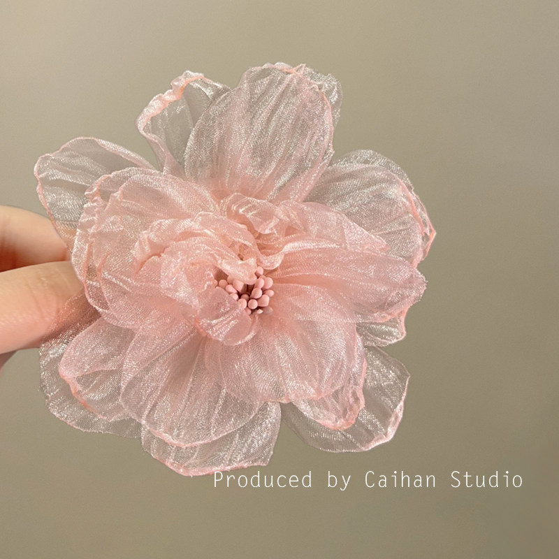 冰纱牡丹~超仙甜美花朵鸭嘴夹发夹女后脑勺高级感无痕刘海夹发饰,淘宝优惠券,粉丝福利购,淘宝优惠卷