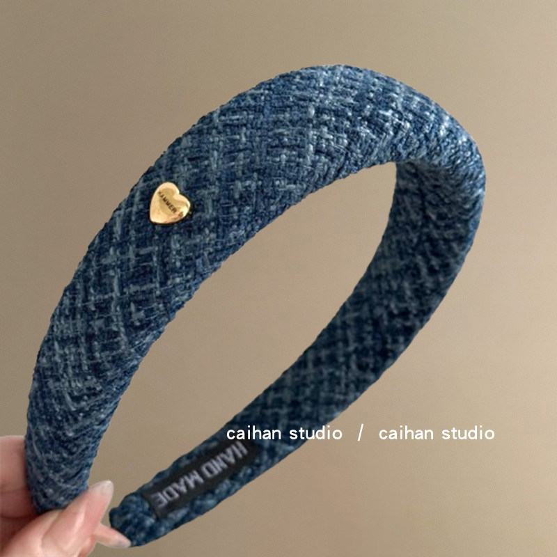 馥郁酒红！爱心金标发箍！复古格纹头箍女外出高颅顶发卡旅行发饰,淘宝优惠券,粉丝福利购,淘宝优惠卷