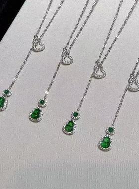 福禄双全新中式天然绿葫芦项链