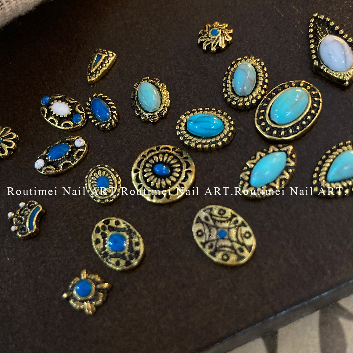 复古 饰品镶嵌绿松石海蓝宝水晶蛋面碧玉DIY美甲小饰品花盘扣花古,淘宝优惠券,粉丝福利购,淘宝优惠卷