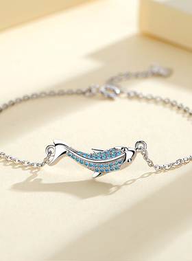 锦鲤鱼手链女纯银韩版