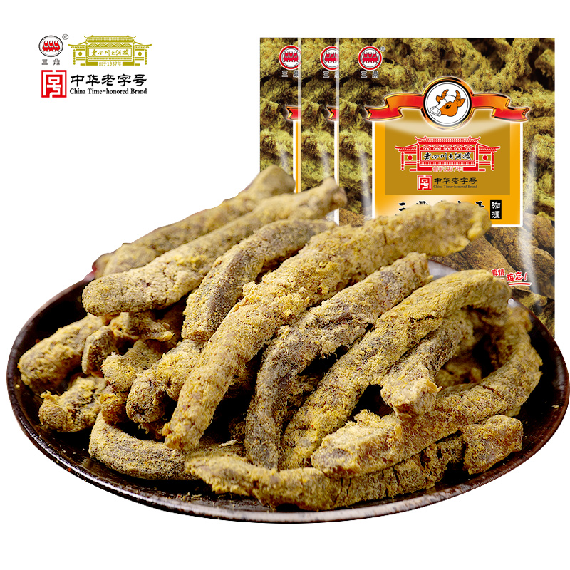 三鼎牛肉干102g*3袋咖喱味老四川大酒楼重庆四川特产零食小吃-图0